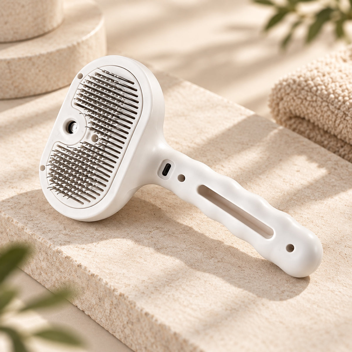 Picots à embouts arrondis et port USB-C de la brosse